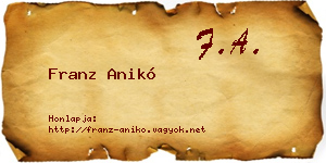 Franz Anikó névjegykártya